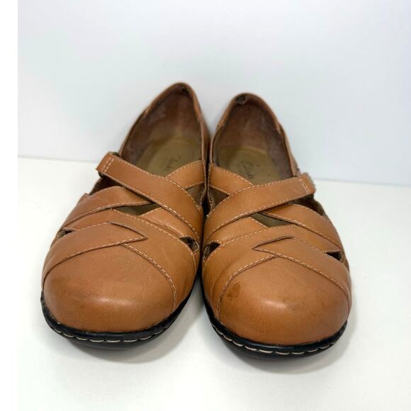 Clarks Bendables Mary Jane Flats Size 8.5W Brown Leather - Picture 3 of 8